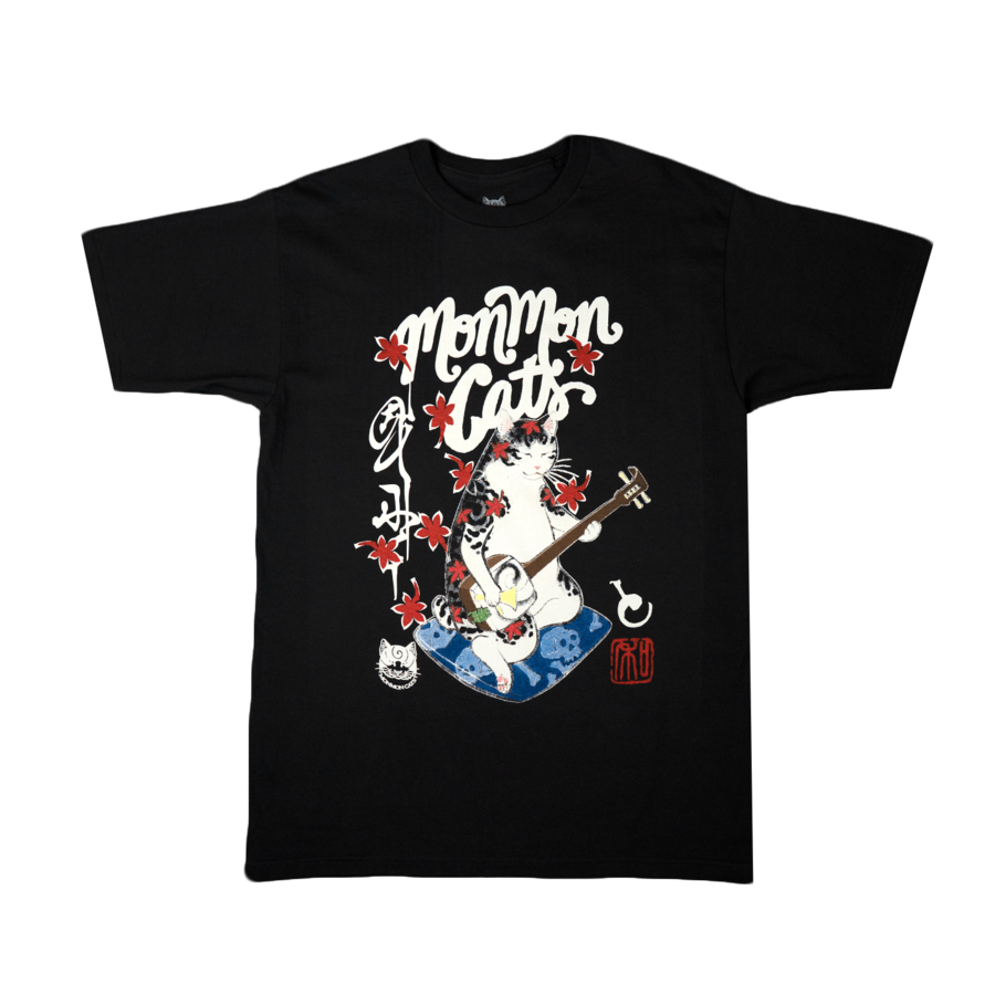 Monmon Cats Guitar Cat Tee – Black
