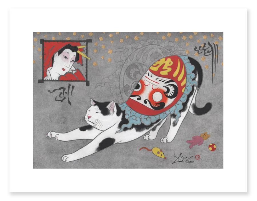 MonmonCats Daruma Cat Print