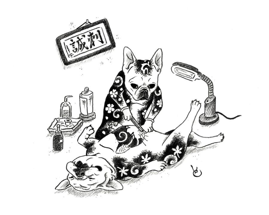 MonmonCats Monmon Dog Tattoo Print
